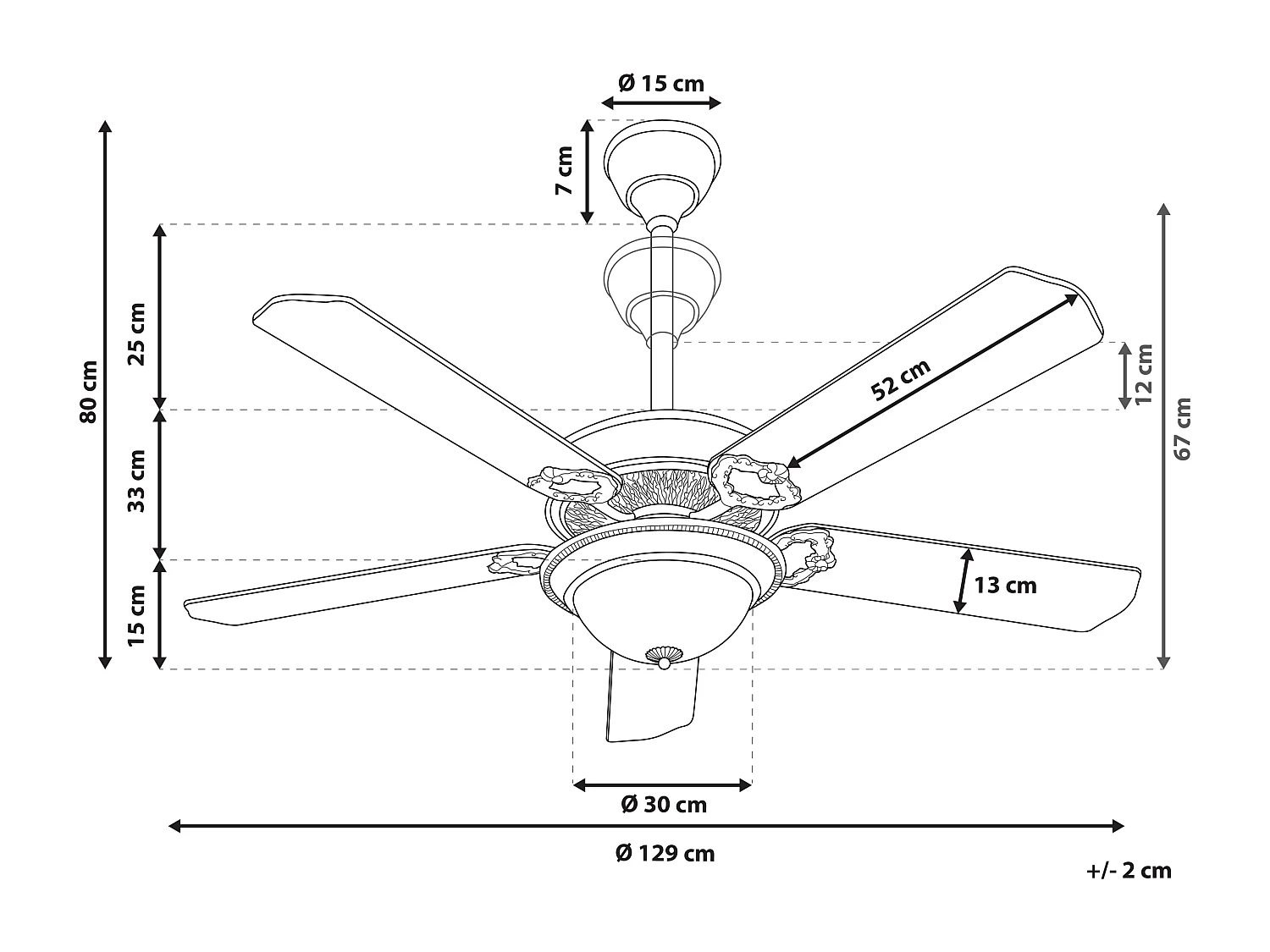 Ventilateur de plafond avec lampe BEGEJ Avec télécommande LED Marron foncé