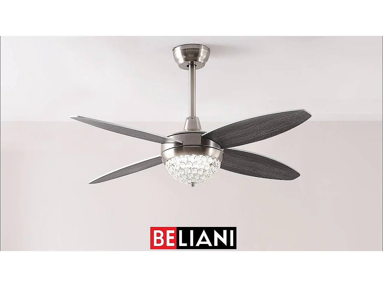 Ventilateur de plafond avec lampe argenté et gris ZARQA