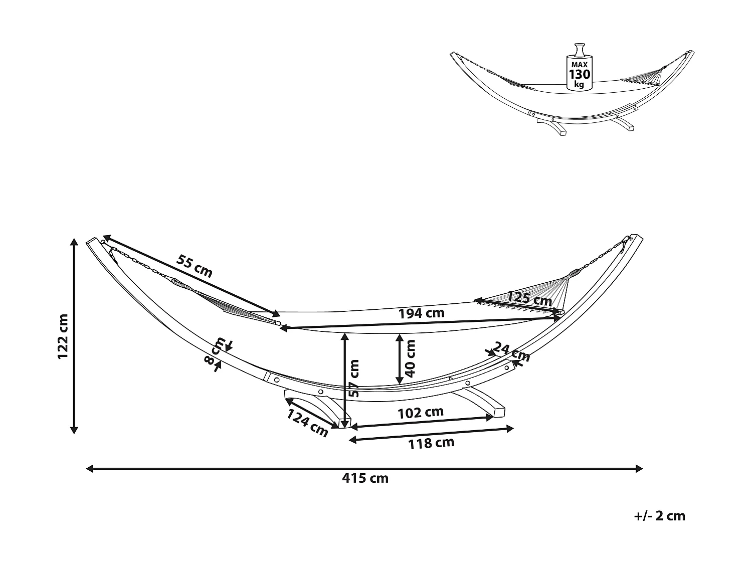 Cama de rede TREVISO Algodão Castanho