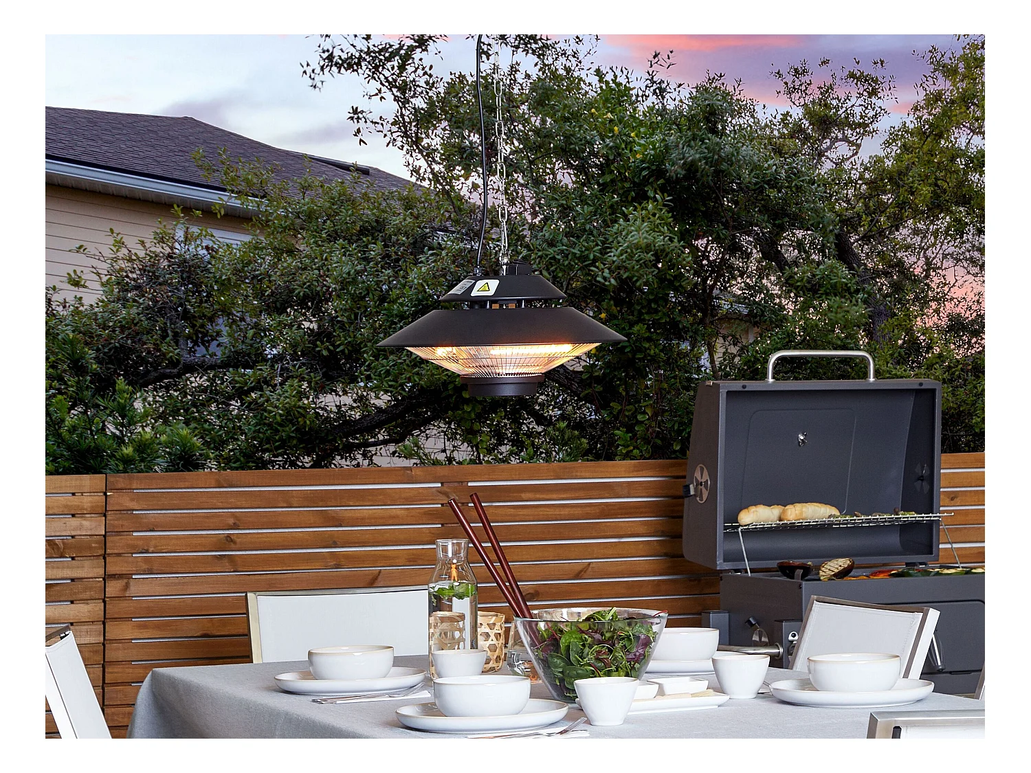 Chauffage de terrasse infrarouge suspendu MERAPI 1500 W Avec télécommande Noir