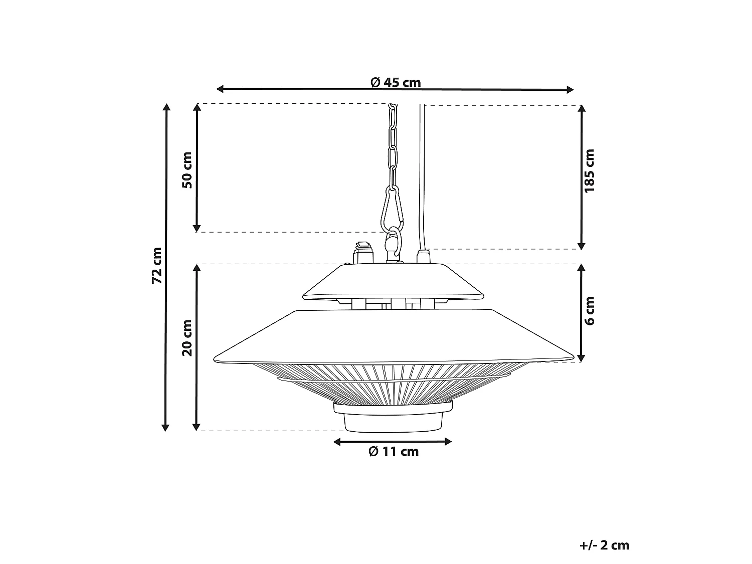 Outdoor Elektro Decken Heizstrahler Aluminium schwarz 1500 Watt Infrarot Merapi