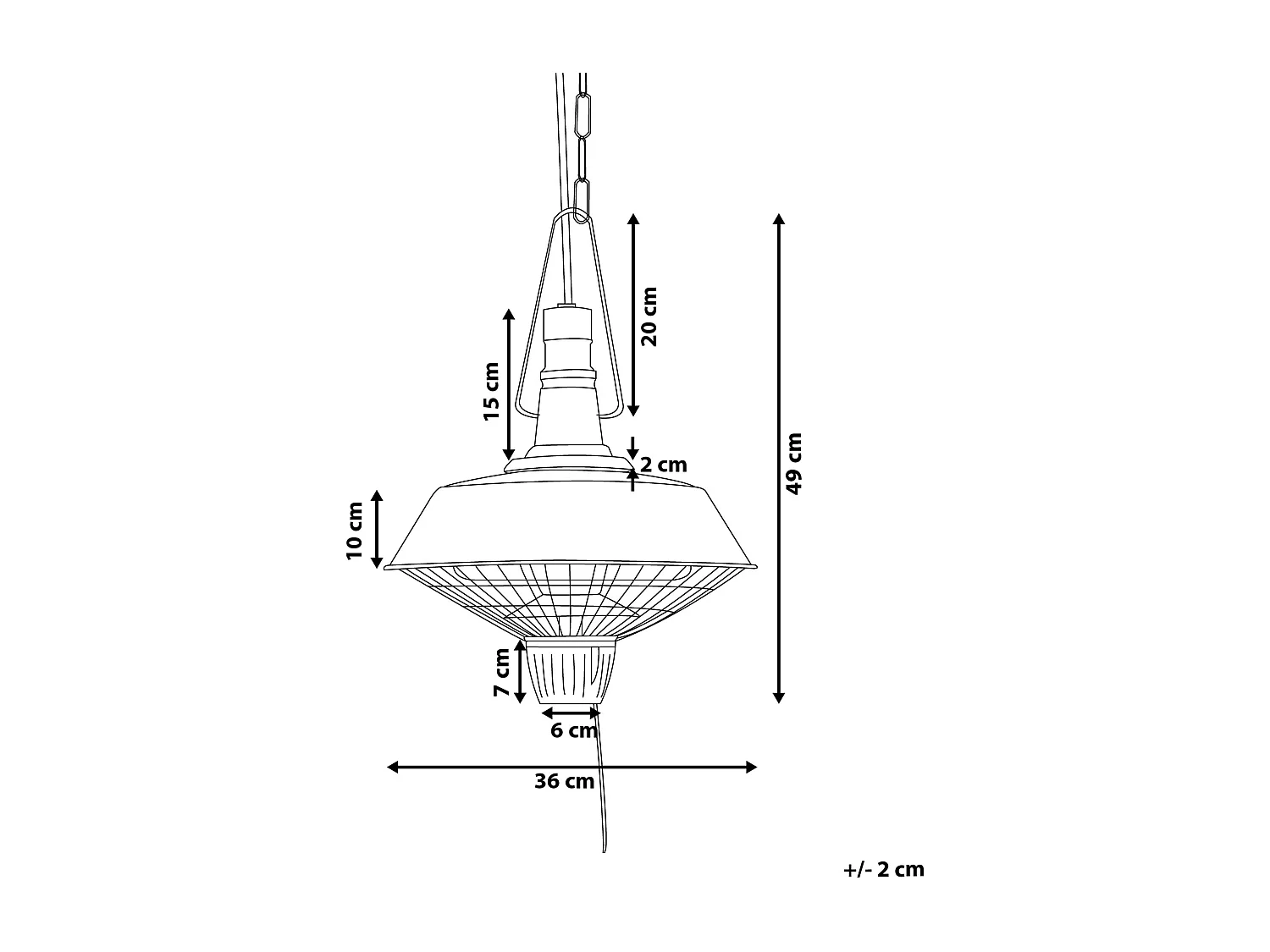 Chauffage de terrasse infrarouge suspendu AMIATA Noir