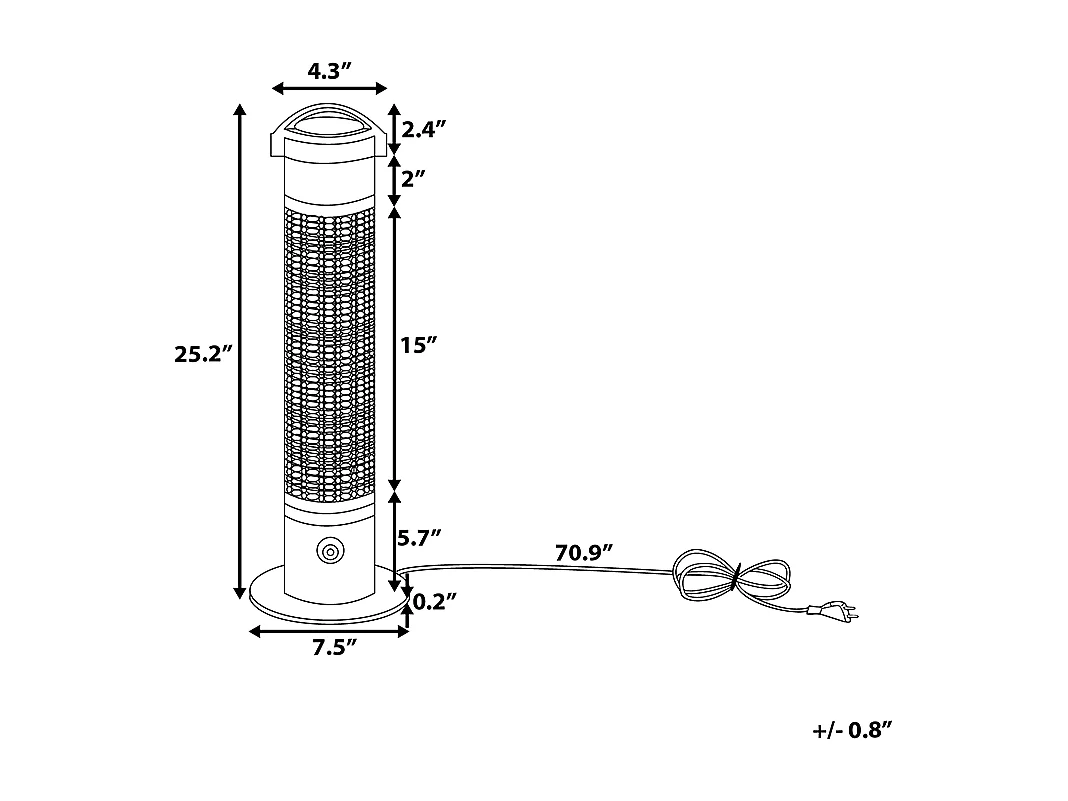 Estufa de infrarrojos de pie para exterior VEZUVIO 800 W Negro