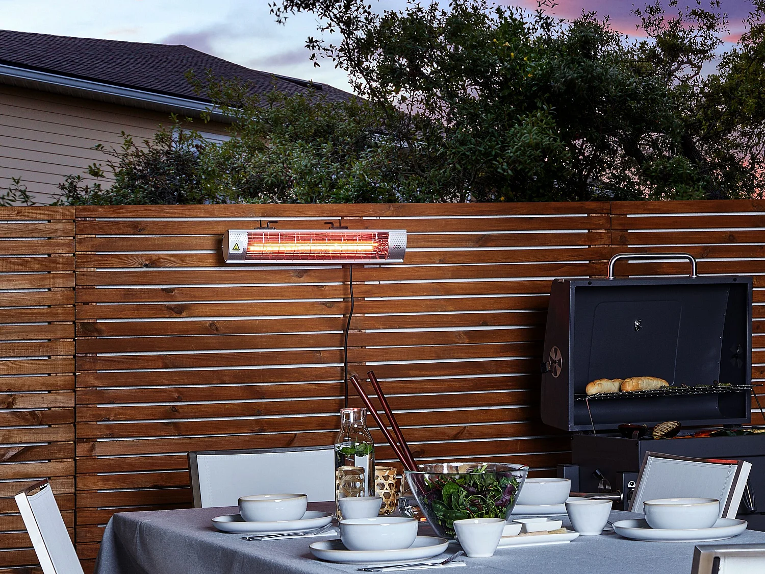 Chauffage de terrasse infrarouge mural BROMO 2000 W Argenté