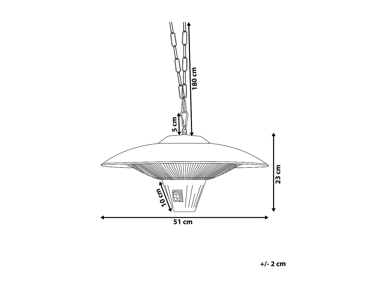 Chauffage de terrasse infrarouge suspendu KABA 1800 W Argenté