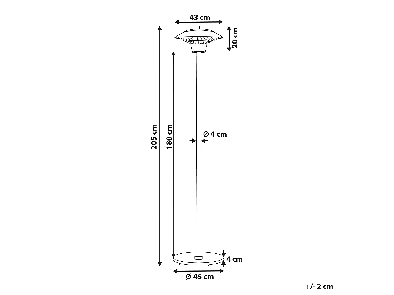 Outdoor Elektro Stand Heizstrahler Aluminium silber 1500 Watt Infrarot Askja