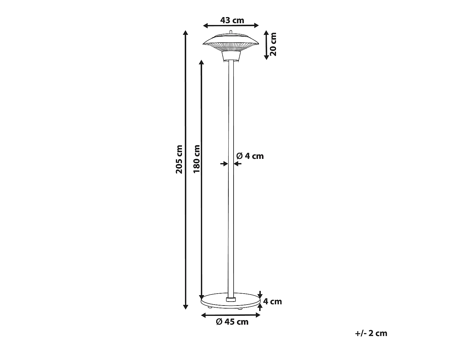 Outdoor Elektro Stand Heizstrahler Aluminium silber 1500 Watt Infrarot Askja