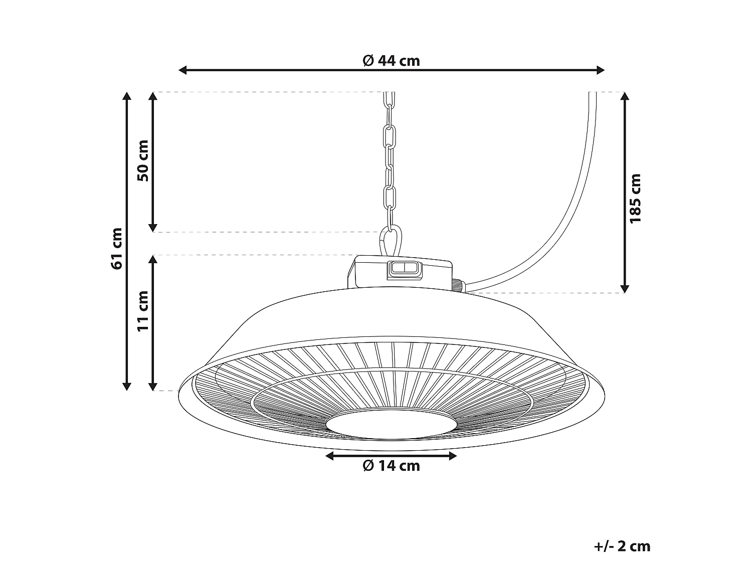 Chauffage électrique suspendu 1500 W noir SANGAY