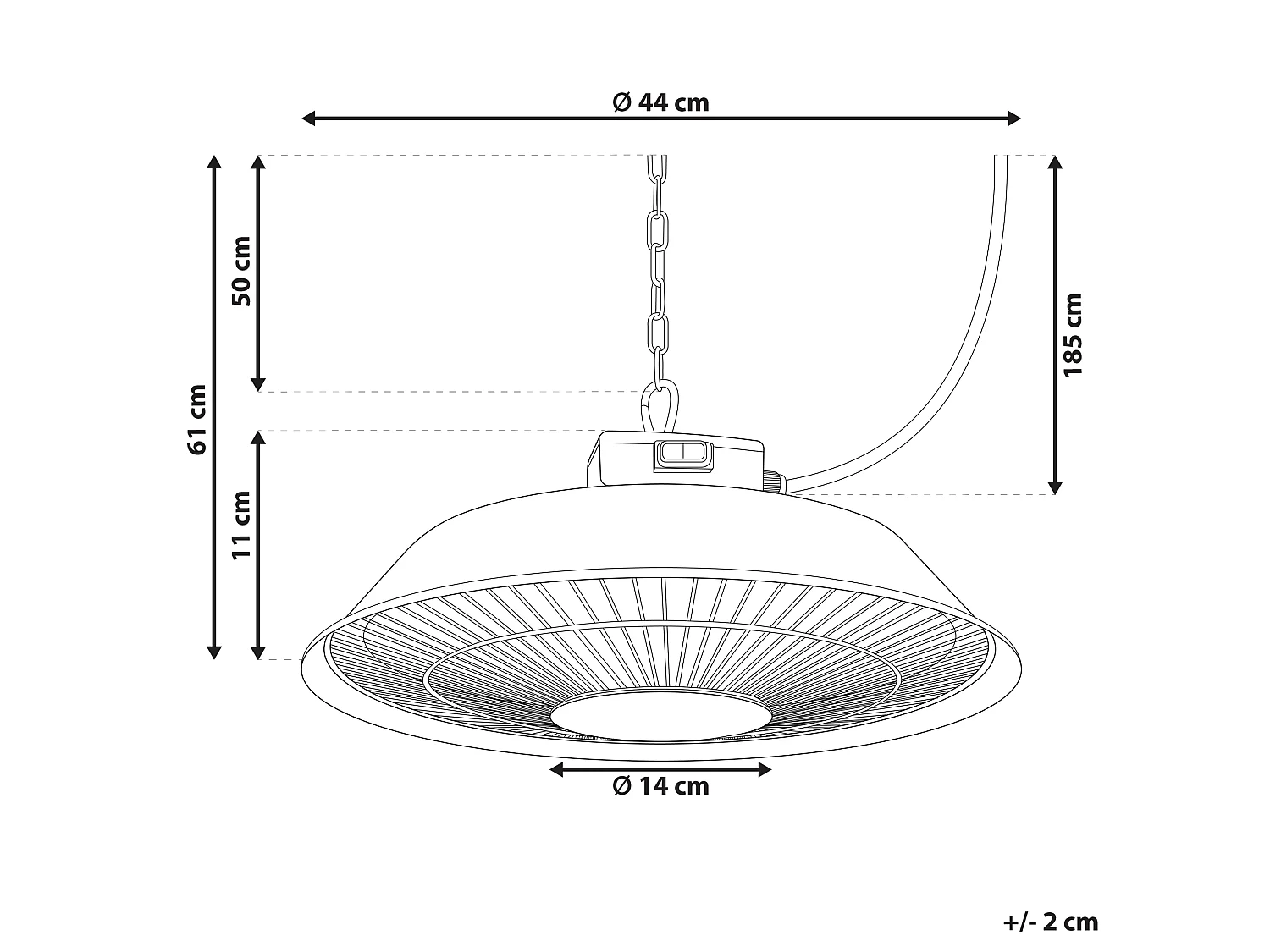 Chauffage électrique suspendu 1500 W noir SANGAY