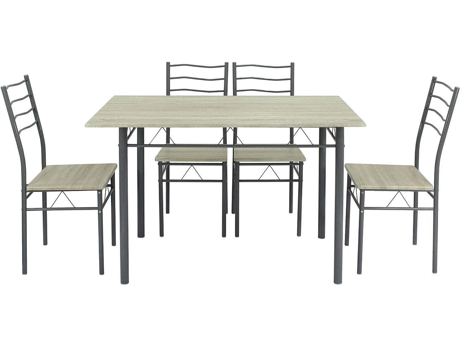 Set Esstisch und 4 Stühle Lima Grau