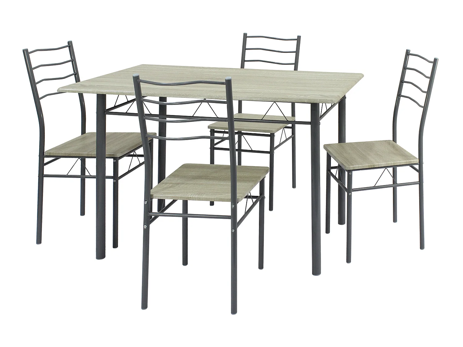 Ensemble de Table et 4 chaises Lima pour Salle à Manger Chêne/Gris