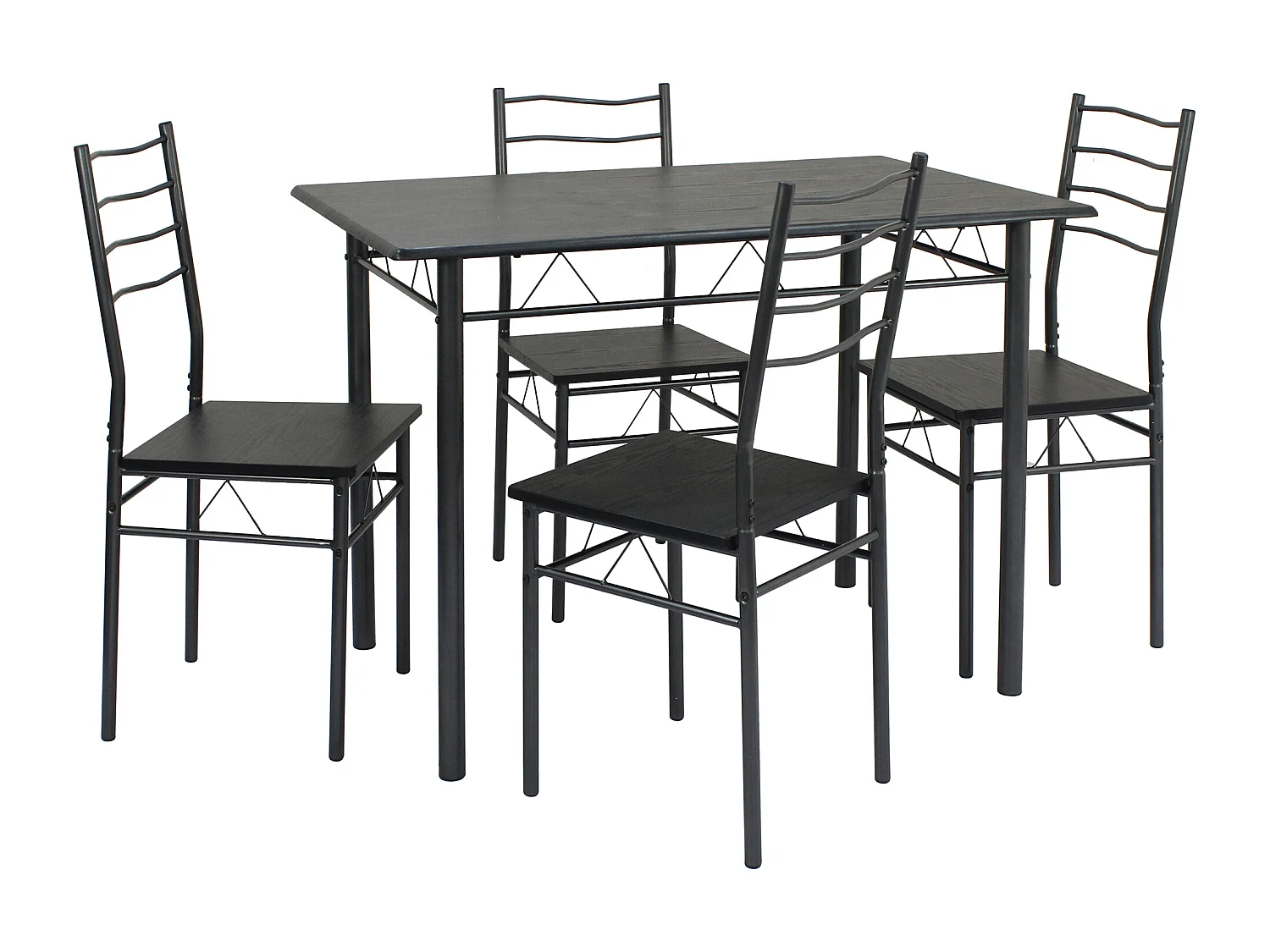 Ensemble de Table et 4 chaises Lima pour Salle à Manger Noir/Gris