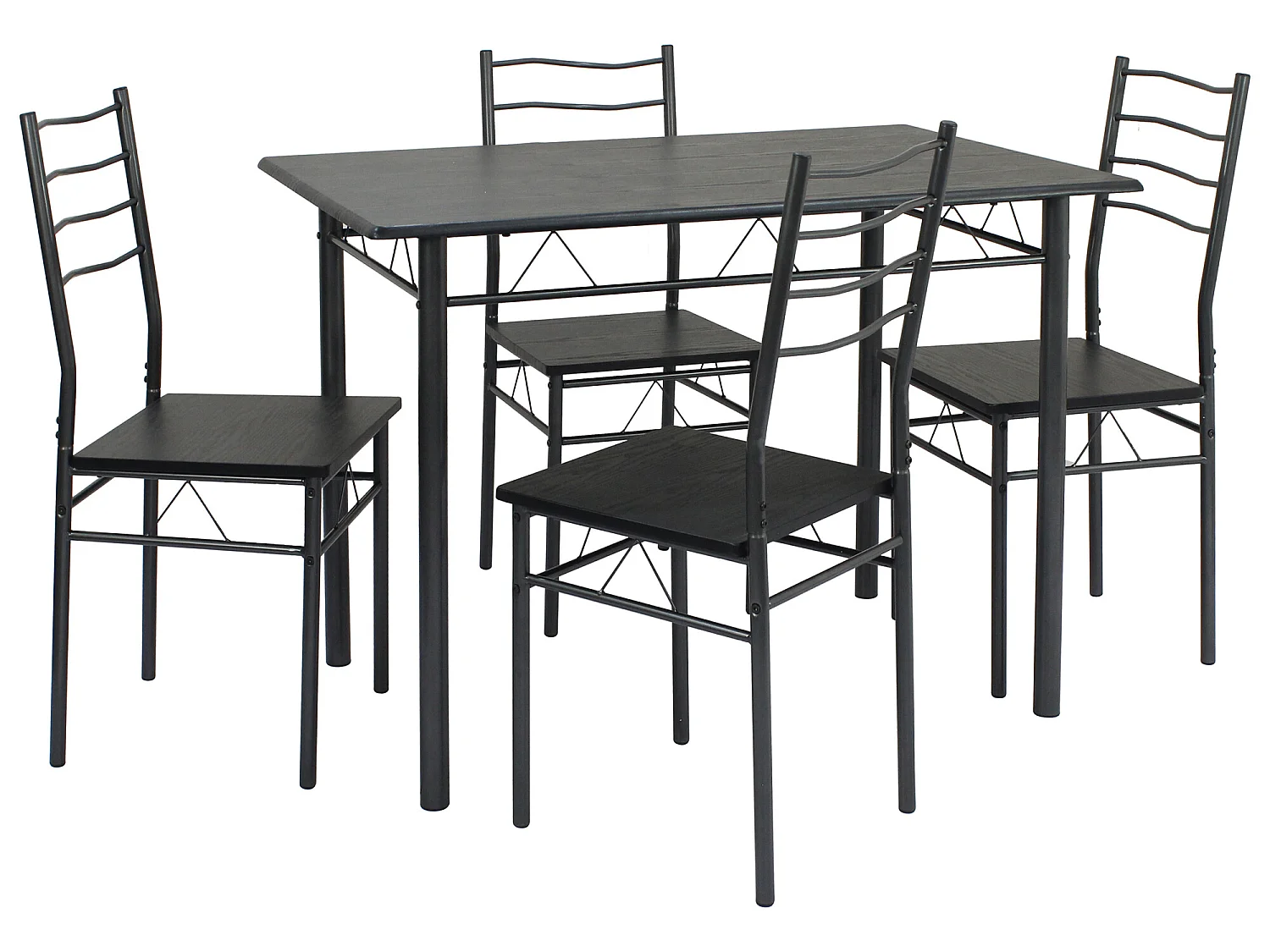 Ensemble de Table et 4 chaises Lima pour Salle à Manger Noir/Gris