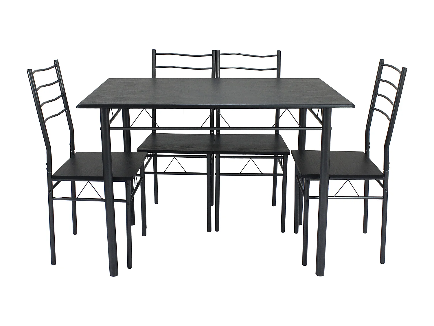 Ensemble de Table et 4 chaises Lima pour Salle à Manger Noir/Gris
