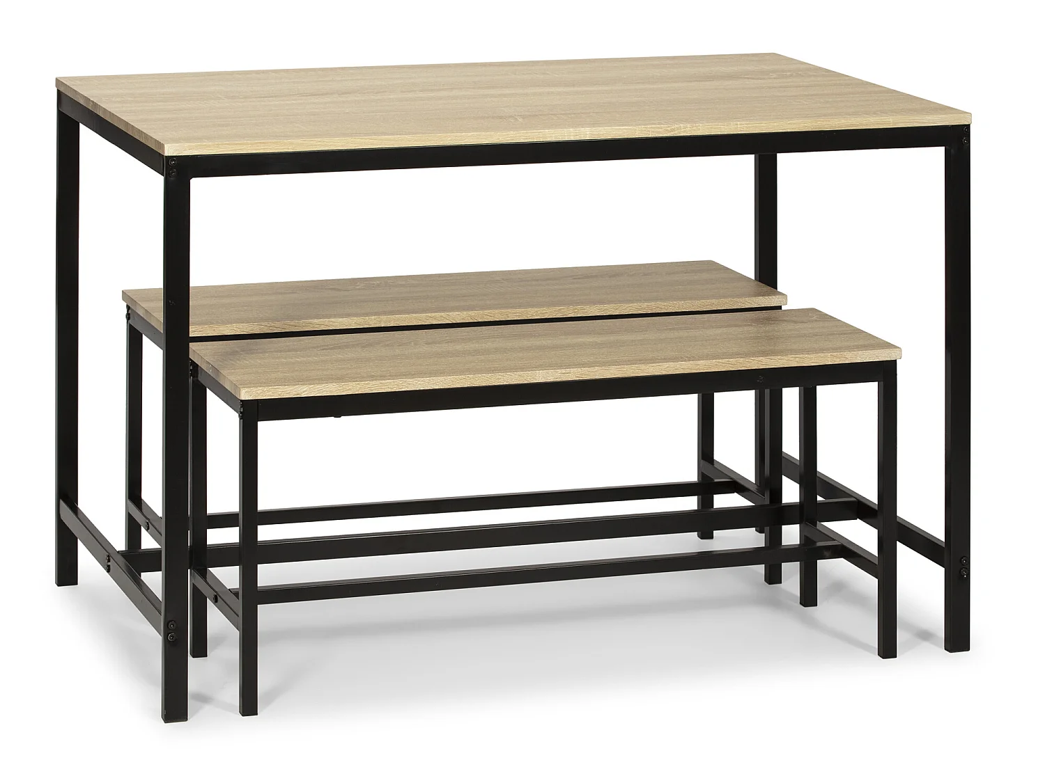 Ensemble Table et 2 bancs Lisboa pour Salle à Manger et Cuisine, Structure métallique