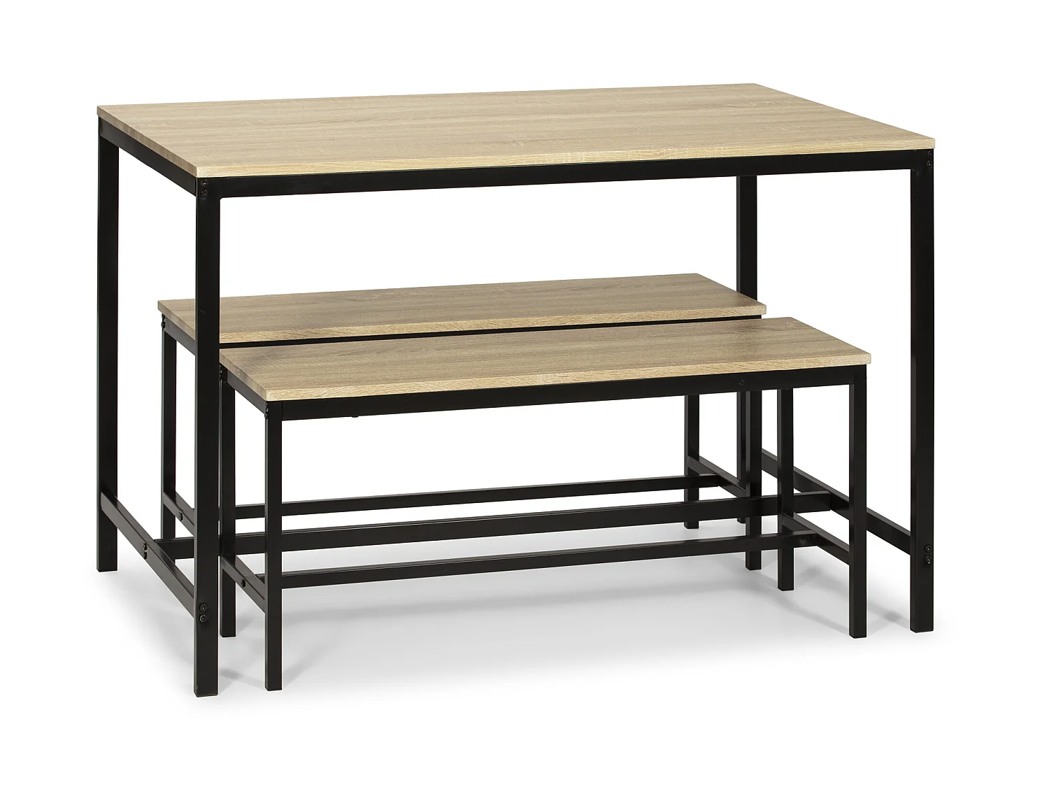 Ensemble Table et 2 bancs Lisboa pour Salle à Manger et Cuisine, Structure métallique