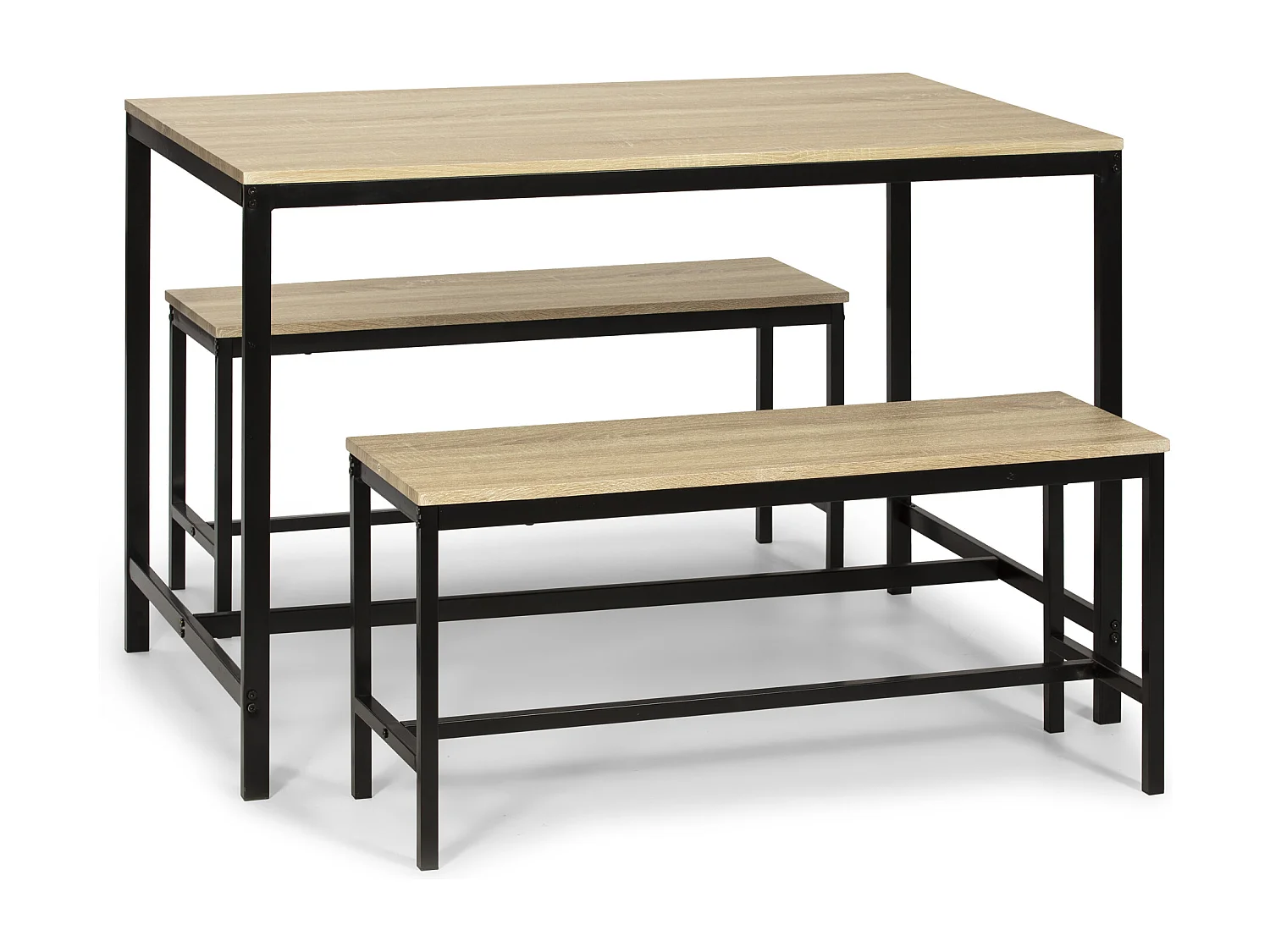 Ensemble Table et 2 bancs Lisboa pour Salle à Manger et Cuisine, Structure métallique