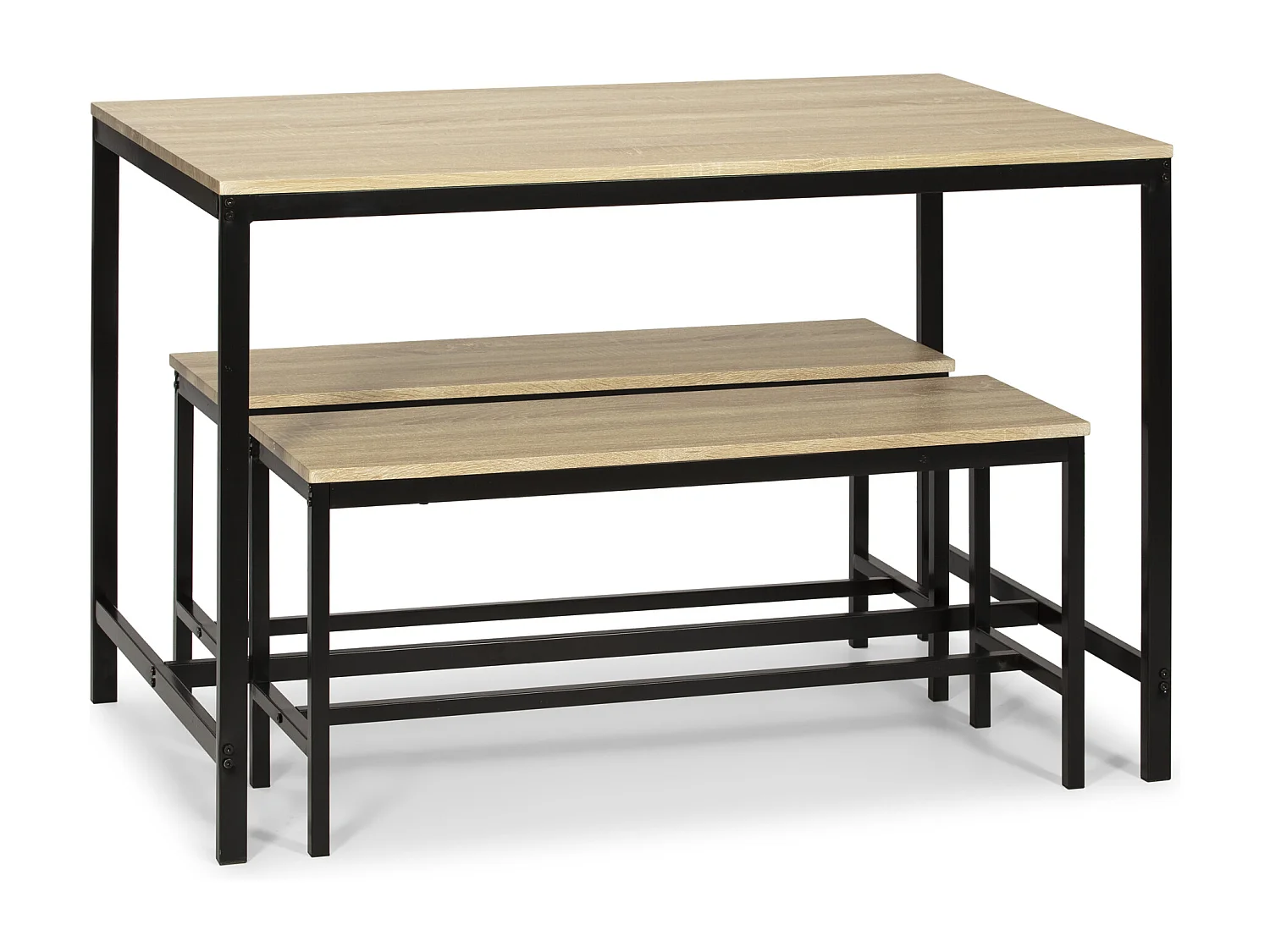 Ensemble Table et 2 bancs Lisboa pour Salle à Manger et Cuisine, Structure métallique