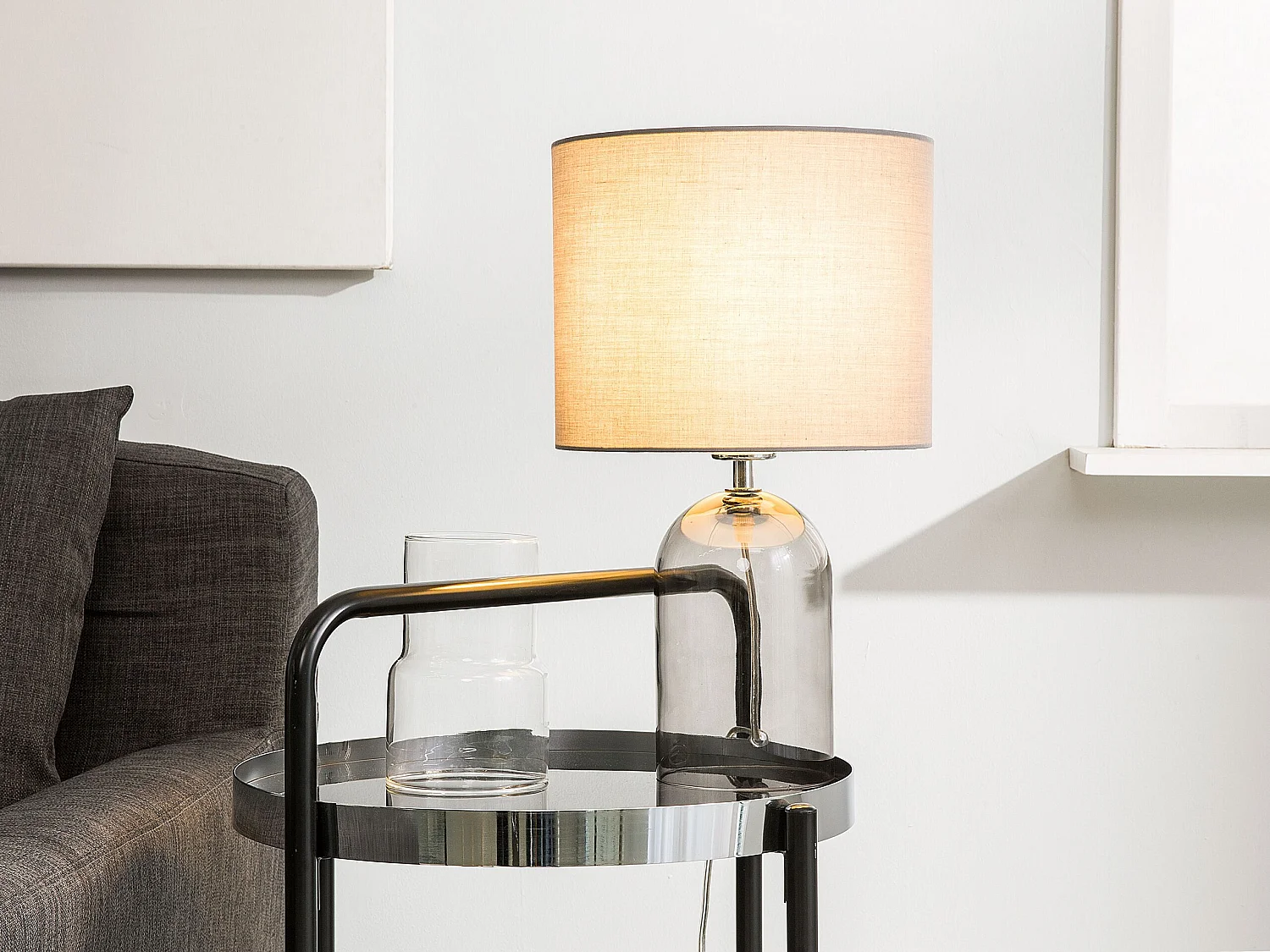 Tafellamp DEVOLL Glas Grijs