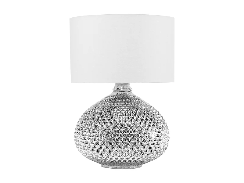 Trendy Tischleuchte silberfarbenes Glas Poly-Baumwolle Madon