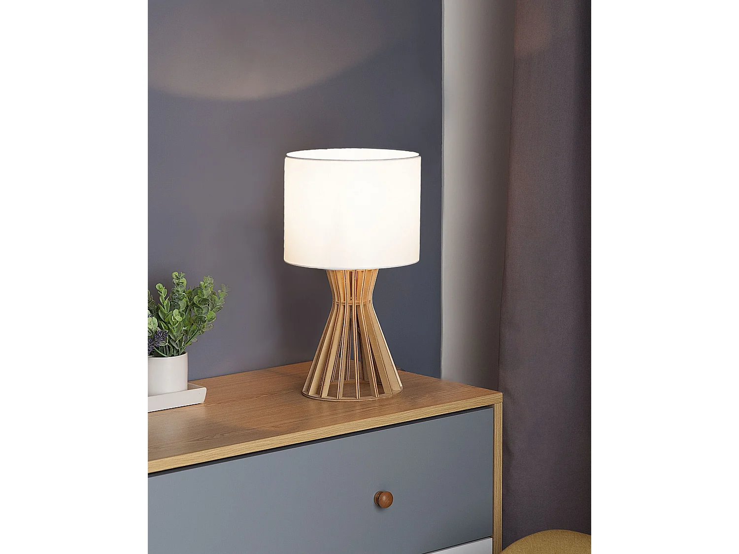 Lámpara de mesa CARRION Marrón/Blanco