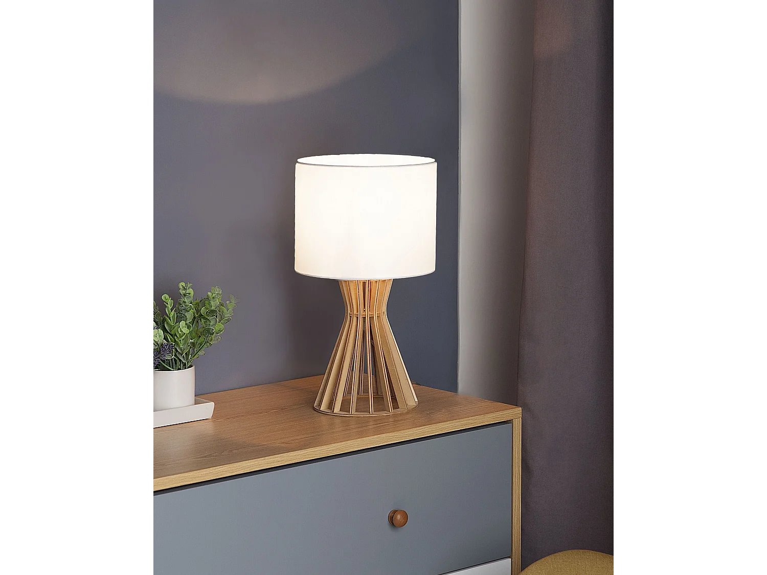 Lampe à poser CARRION Marron/blanc