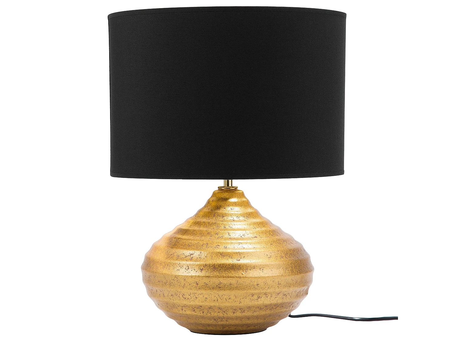 Tischlampe im Glamour Stil Keramik/Poly-Baumwolle gold/schwarz Kuban