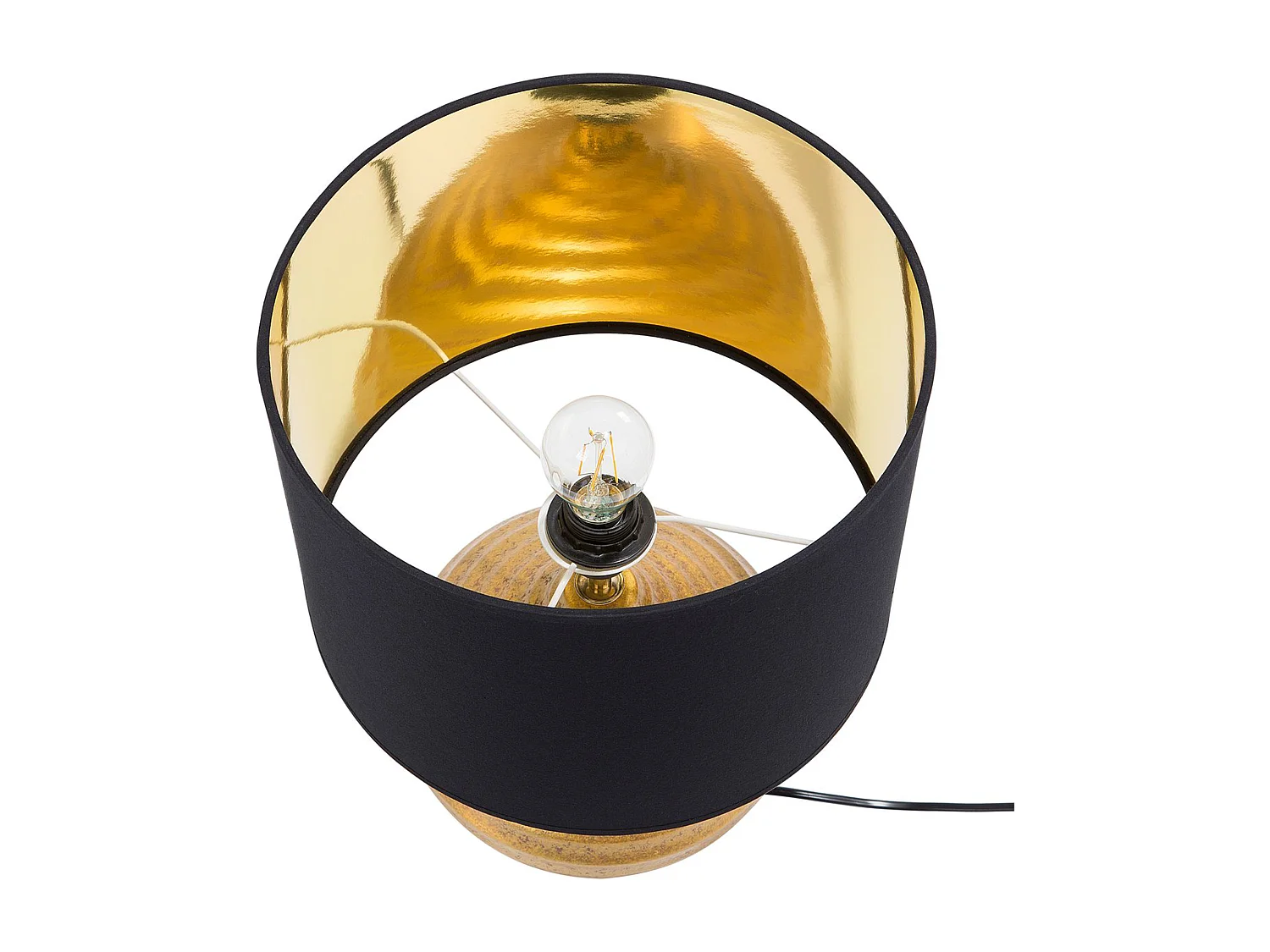 Tischlampe im Glamour Stil Keramik/Poly-Baumwolle gold/schwarz Kuban