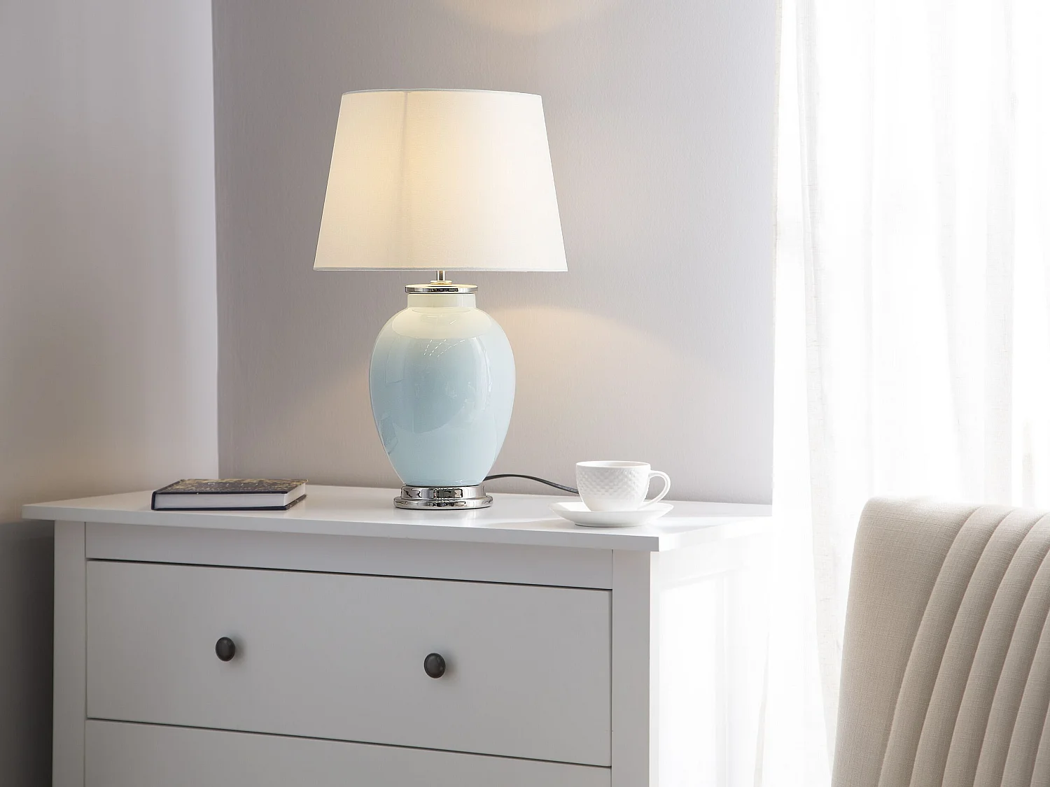 Lampe à poser BRENTA Céramique Bleu clair