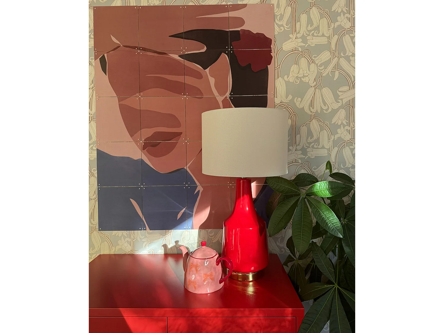 Lampe à poser TRIVERSA Céramique Rouge