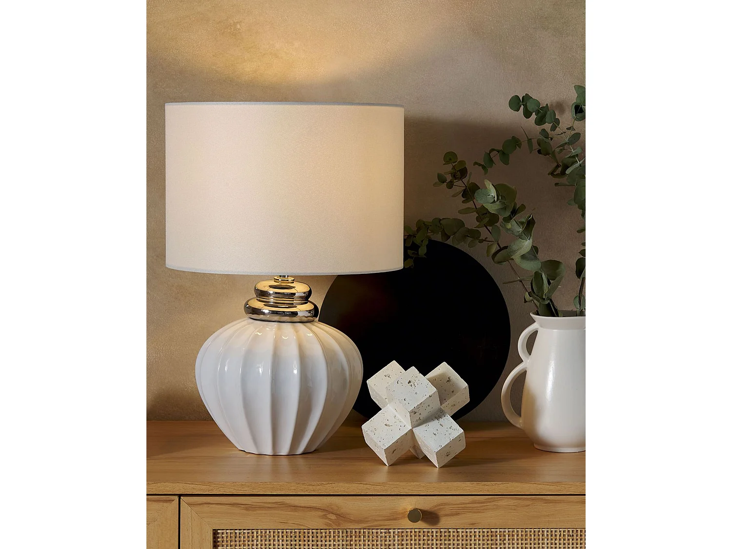 Lampe à poser NERIS Céramique Blanc cassé