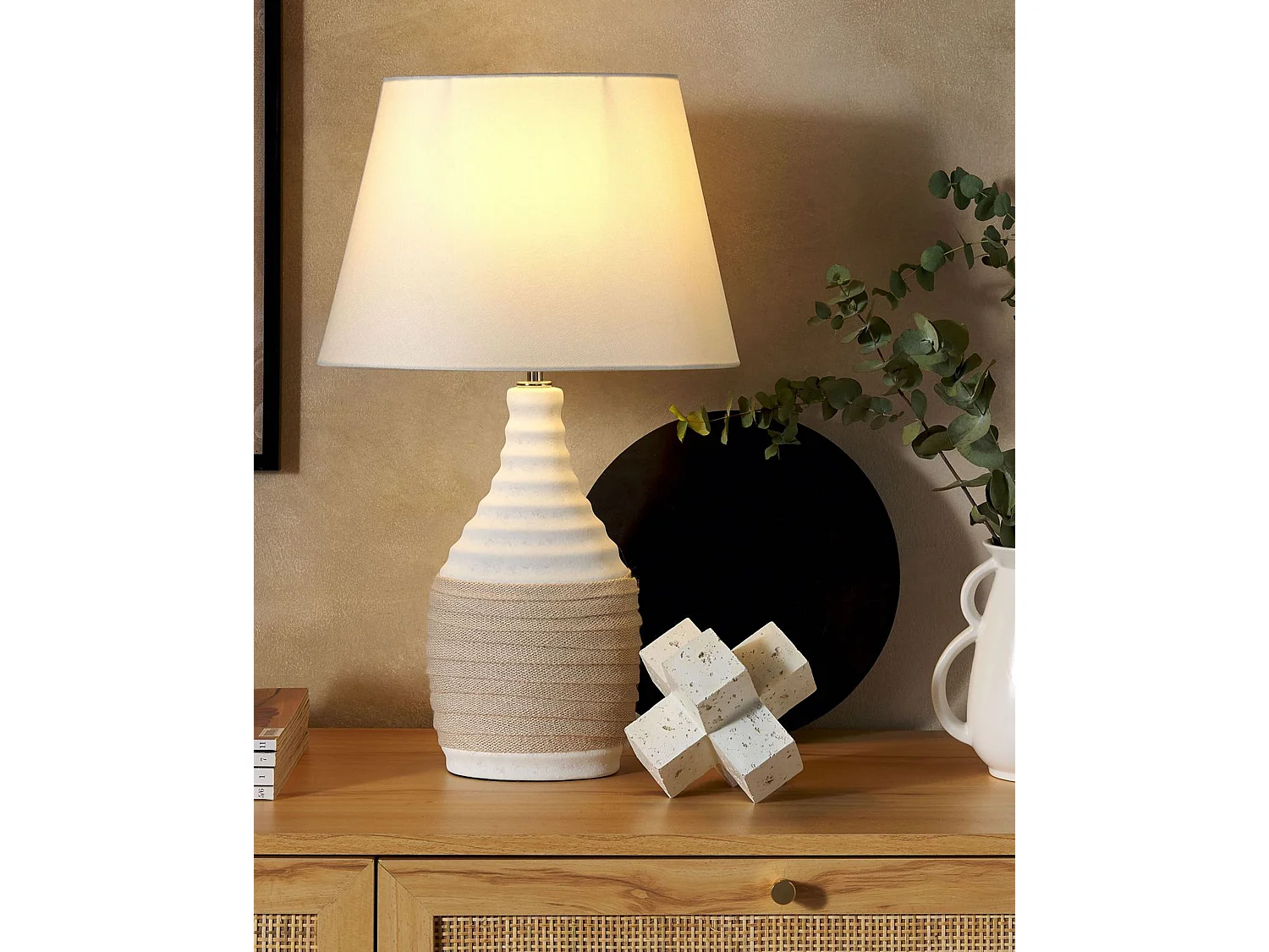 Lampe à poser TORMES Porcelaine Beige clair