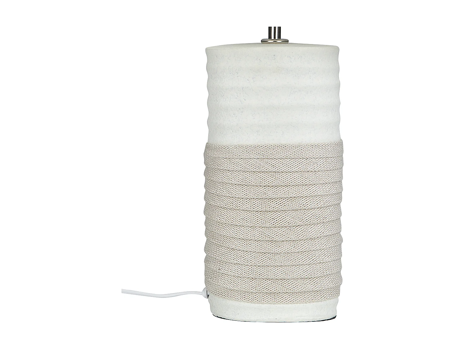 Klassische Tischlampe Leinen / Porzellan weiß und helles Beige Navia