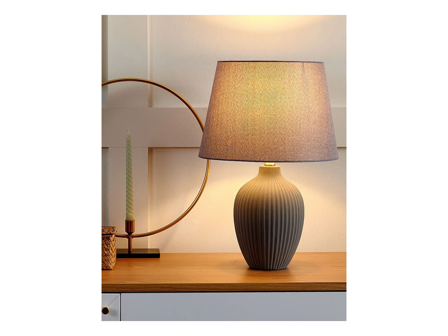 Tischleuchte FERGUS Keramik Grau