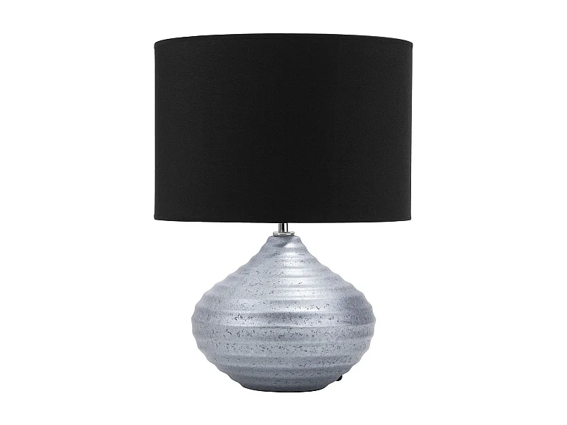 Klassische Tischlampe Keramik/Poly-Baumwolle silber/schwarz Kuban