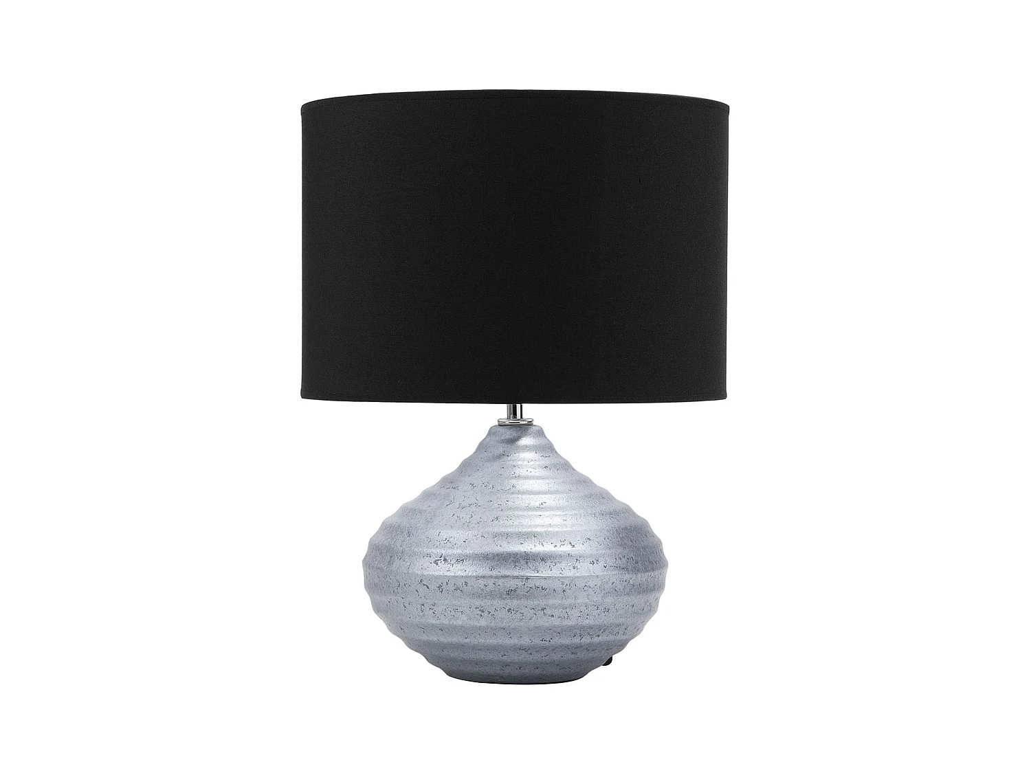 Klassische Tischlampe Keramik/Poly-Baumwolle silber/schwarz Kuban