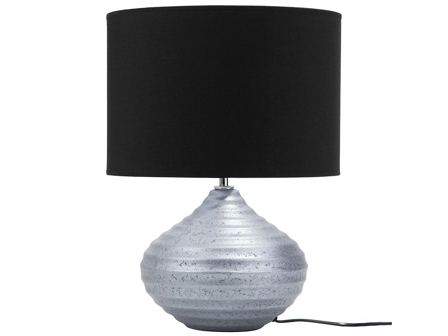 Klassische Tischlampe Keramik/Poly-Baumwolle silber/schwarz Kuban