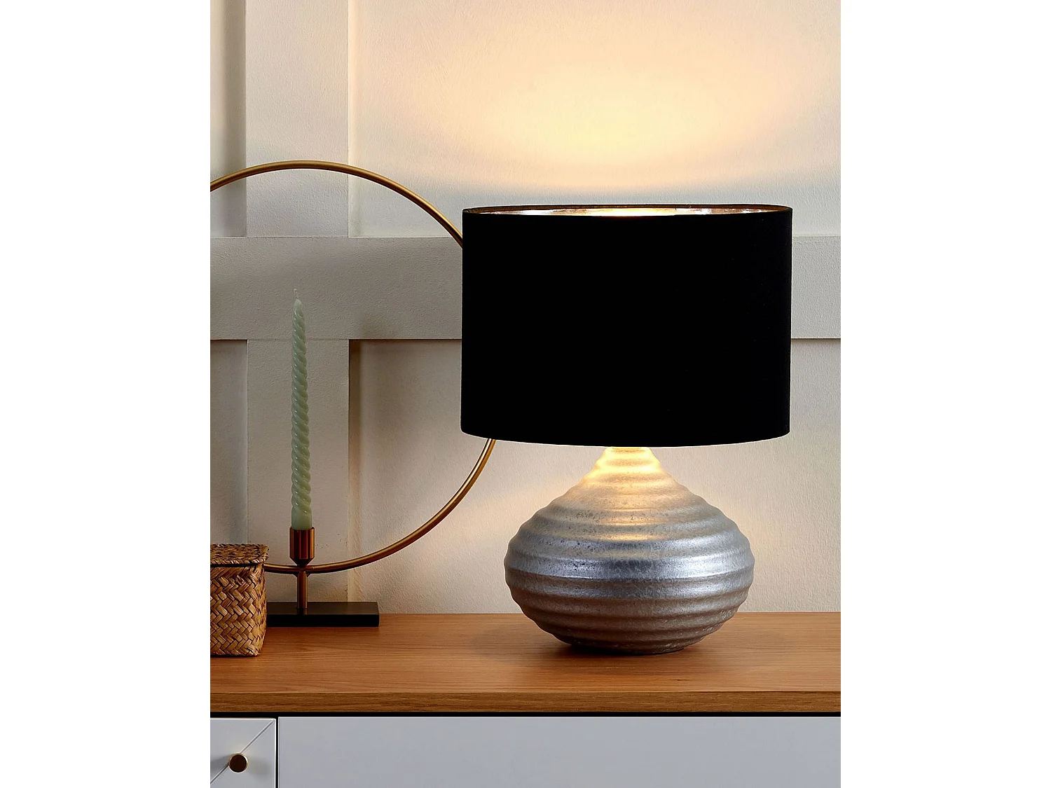 Lampa stołowa KUBAN Ceramika Srebrny