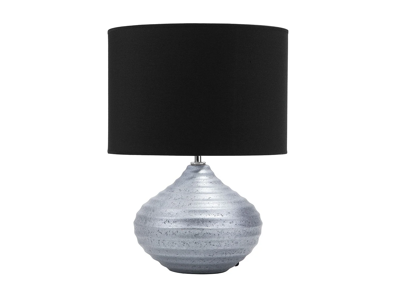 Klassische Tischlampe Keramik/Poly-Baumwolle silber/schwarz Kuban