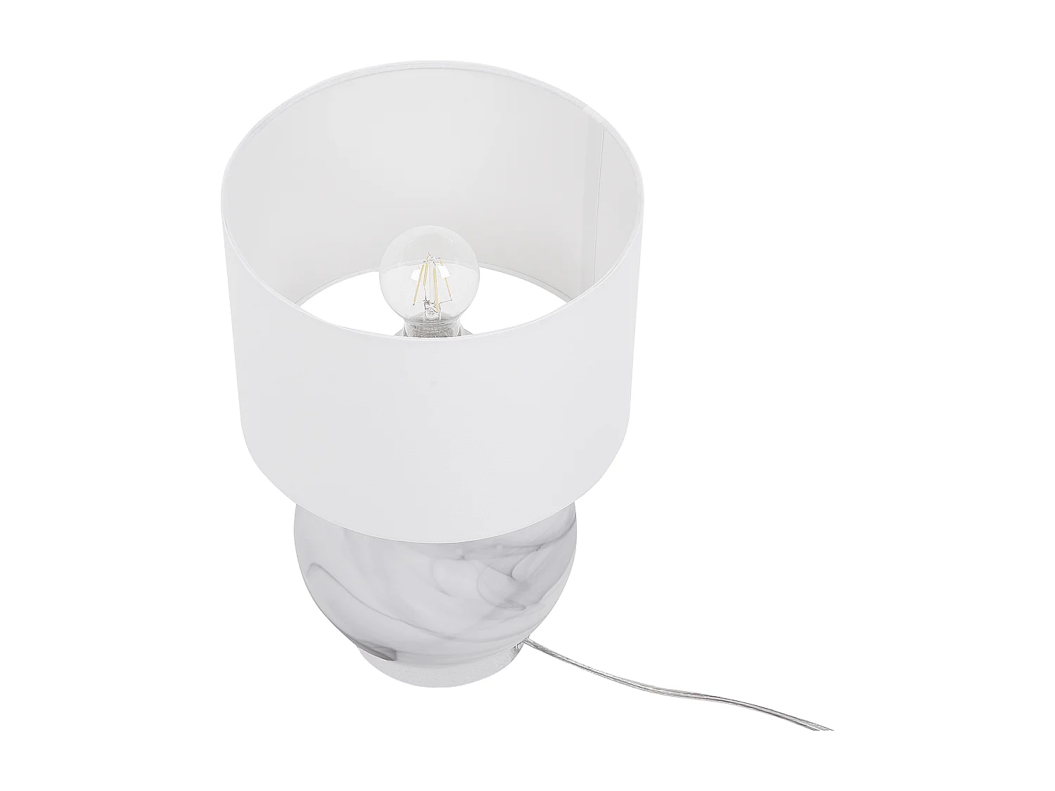 Klassische Tischlampe heller Lampenschirm Glas/Polyester Marmor-Optik weiß Uele