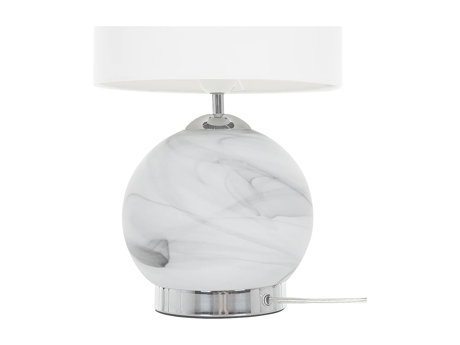 Klassische Tischlampe heller Lampenschirm Glas/Polyester Marmor-Optik weiß Uele