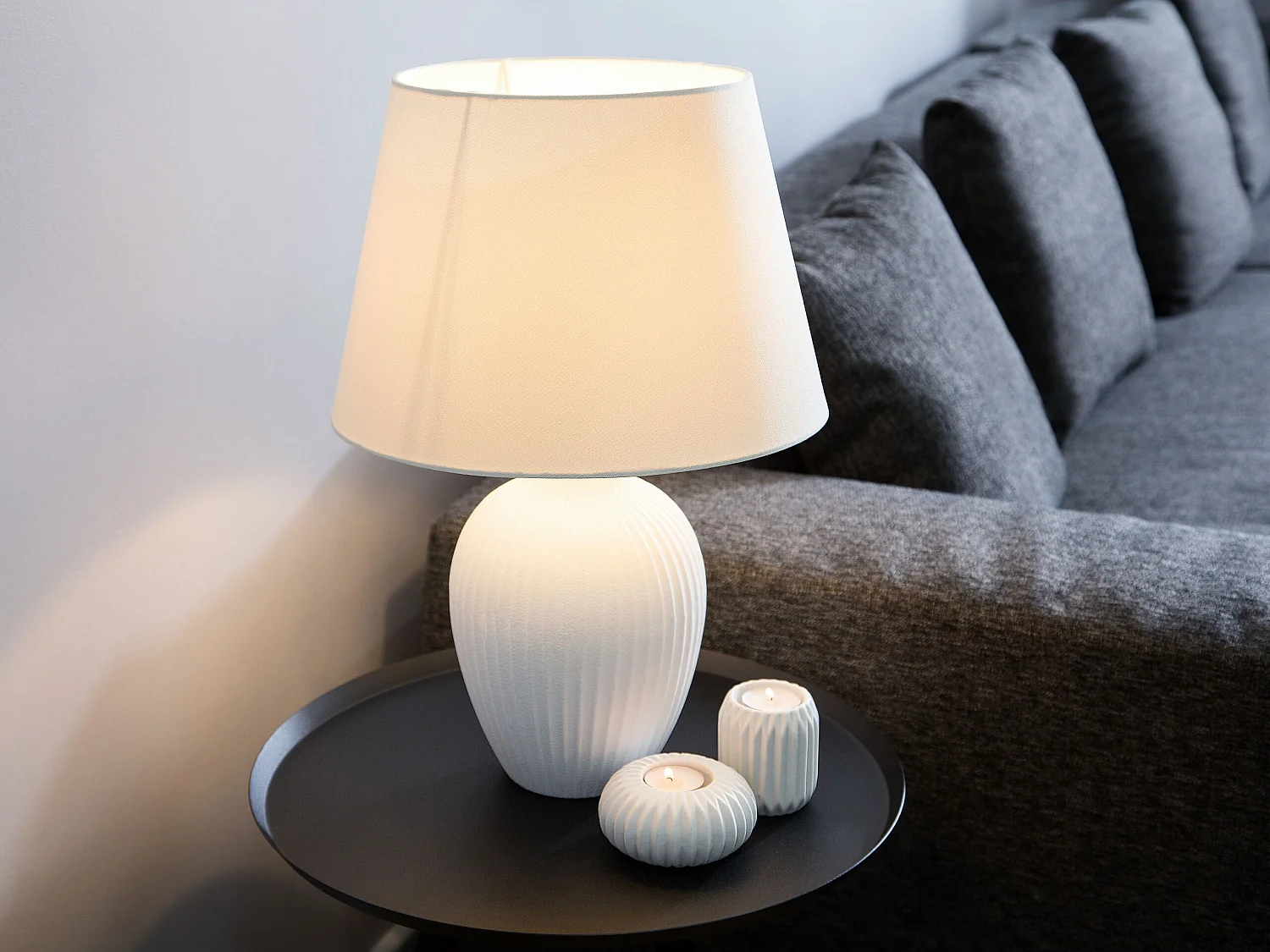 Lampe à poser FERGUS Céramique Blanc