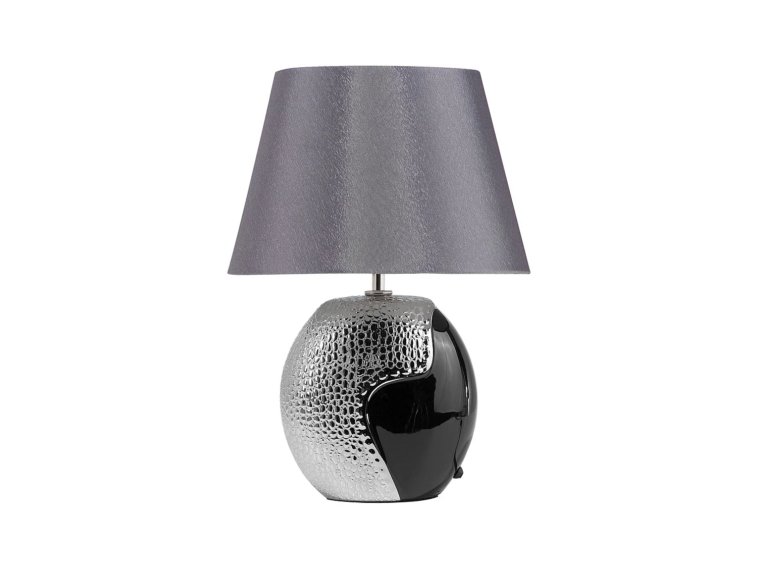 Tischlampe im Glamour Stil Keramik/Kunstseide schwarz/silber Argun