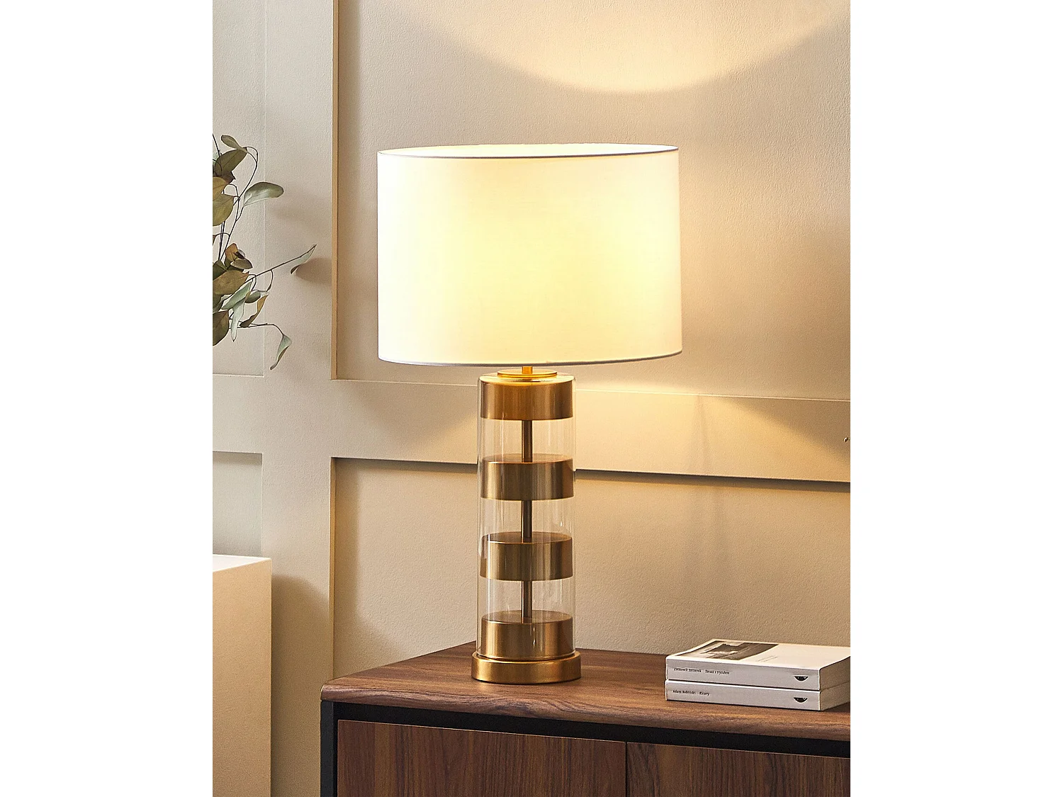 Moderne Tischlampe Glas / Metall / Polyester 77 cm Gold / Weiss Beatton