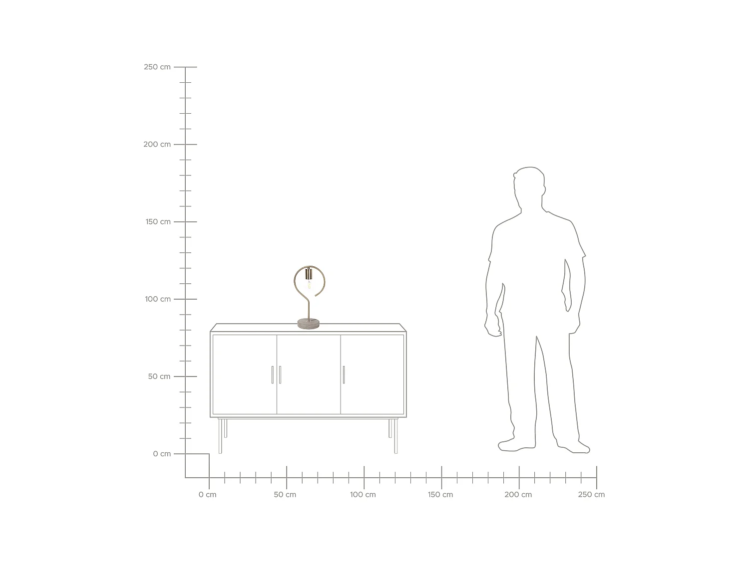 Minimalistische Tischlampe offener Lampenschirm Metall/Beton messing Jucar