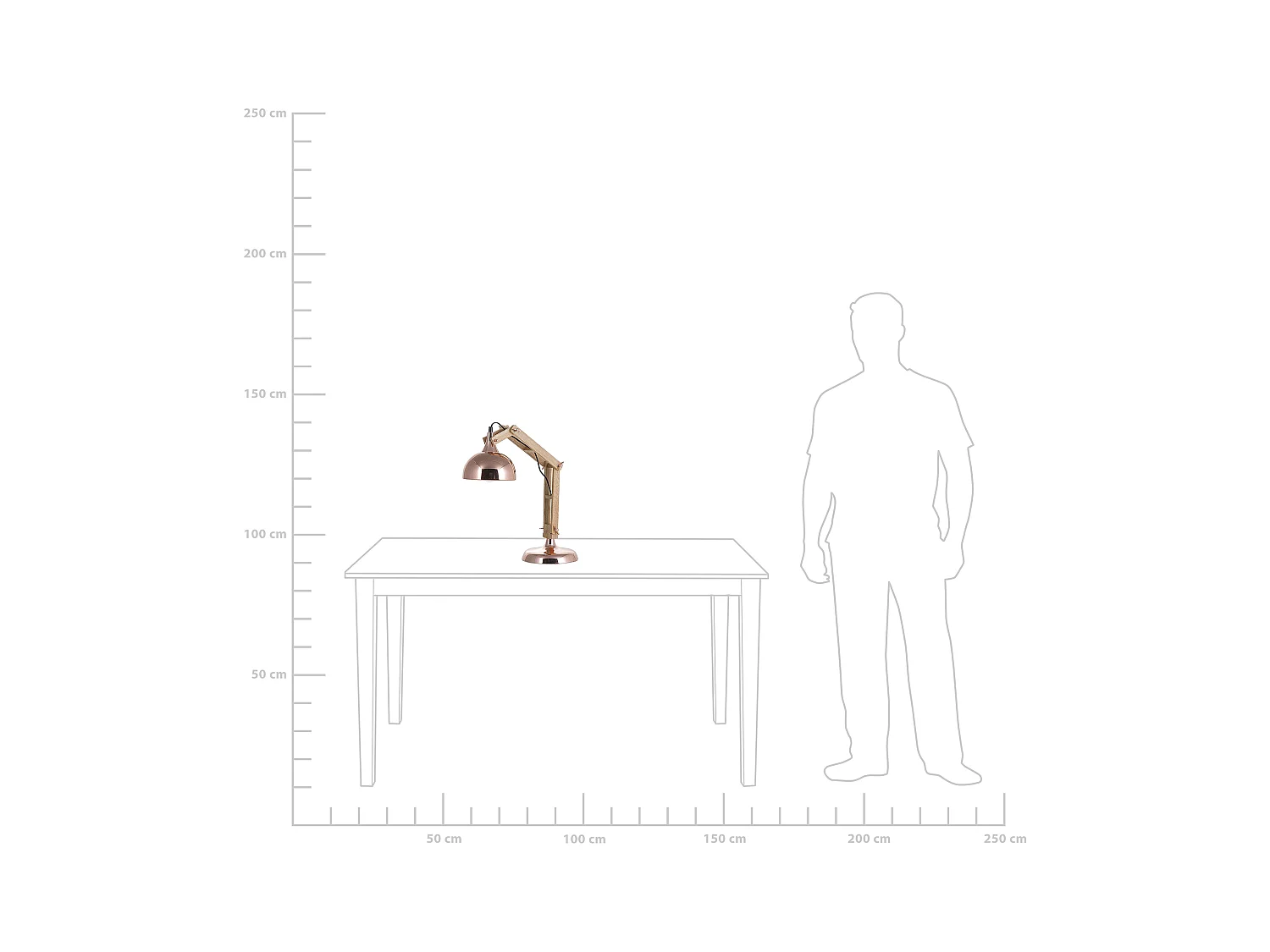 Schreibtischlampe SALADO verstellbar Holz Kupfer