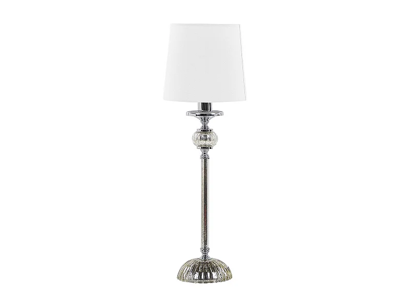 Elegante Tischlampe Lampenschirm aus Polyester Lampenfuß aus Glas weiß Kubena