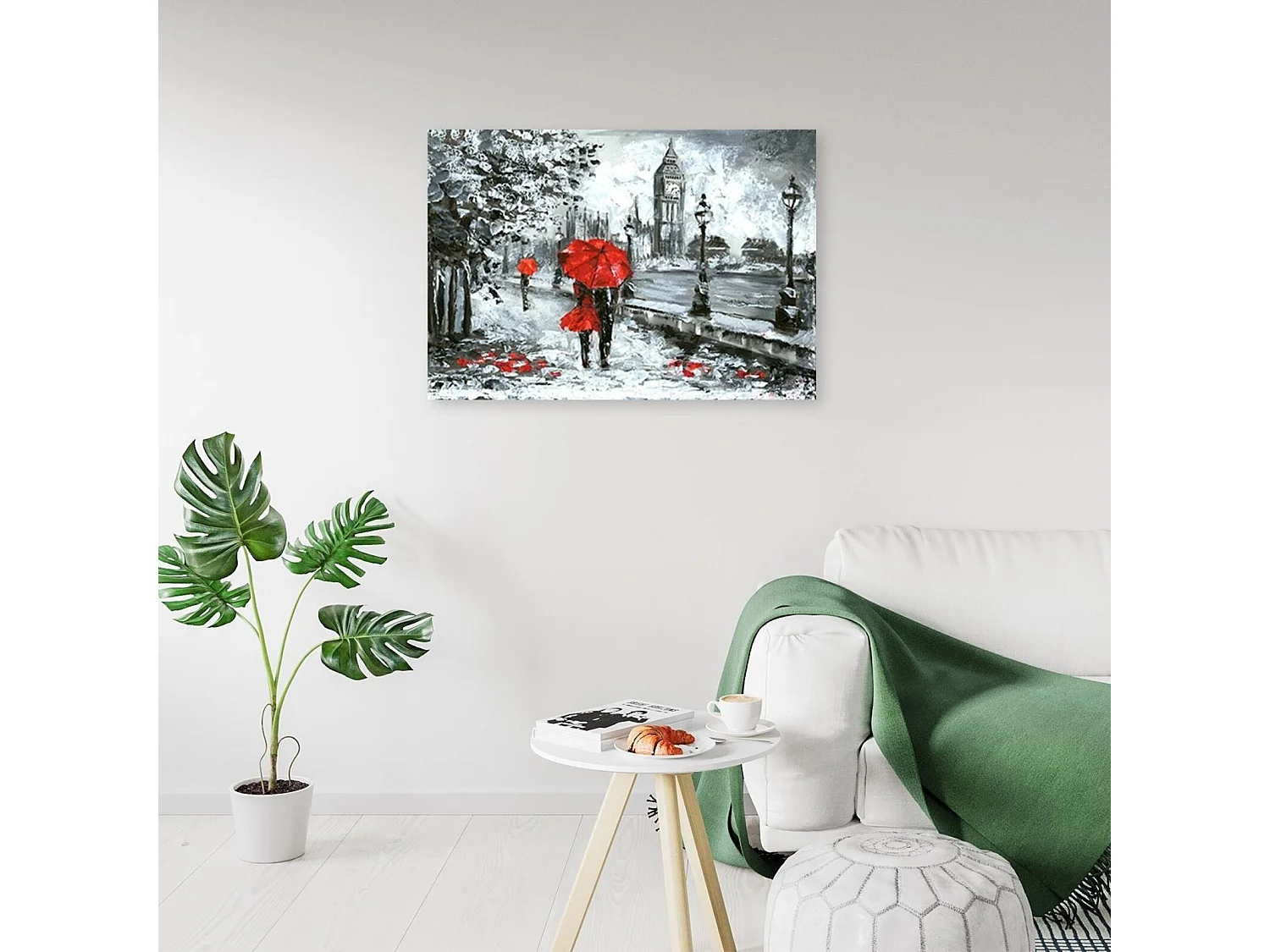 Tableau bois londres sous la pluie - 120 x 80 cm