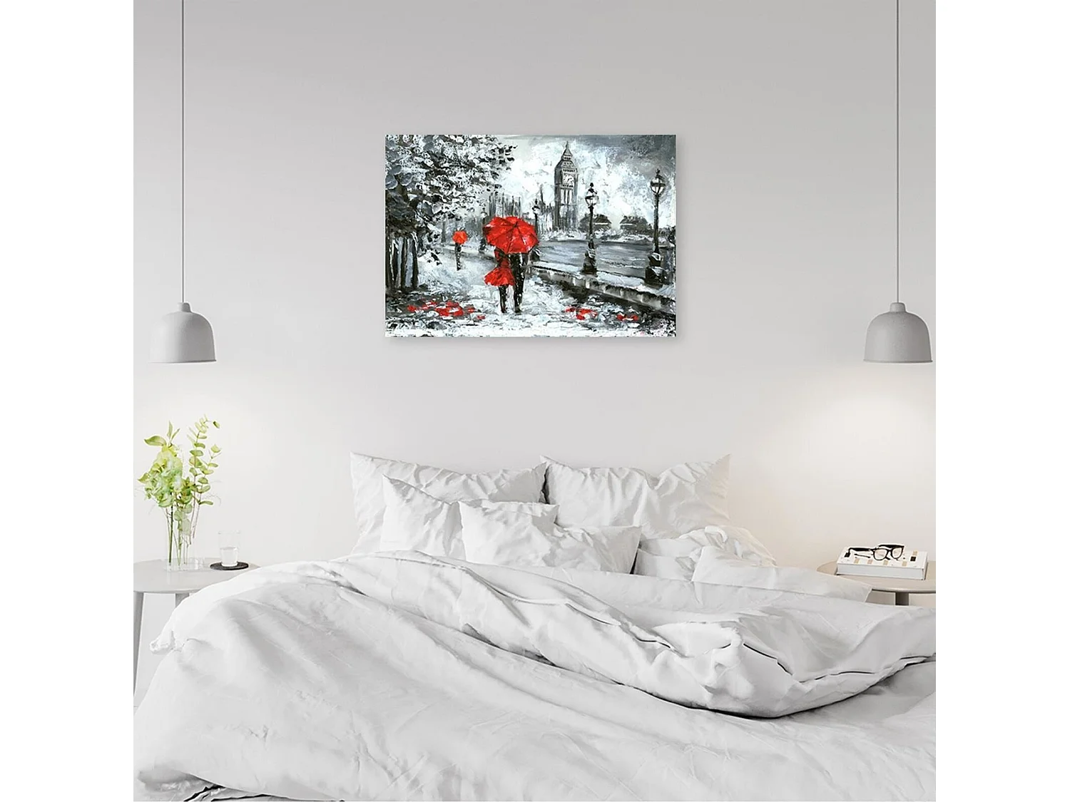 Tableau bois londres sous la pluie - 120 x 80 cm
