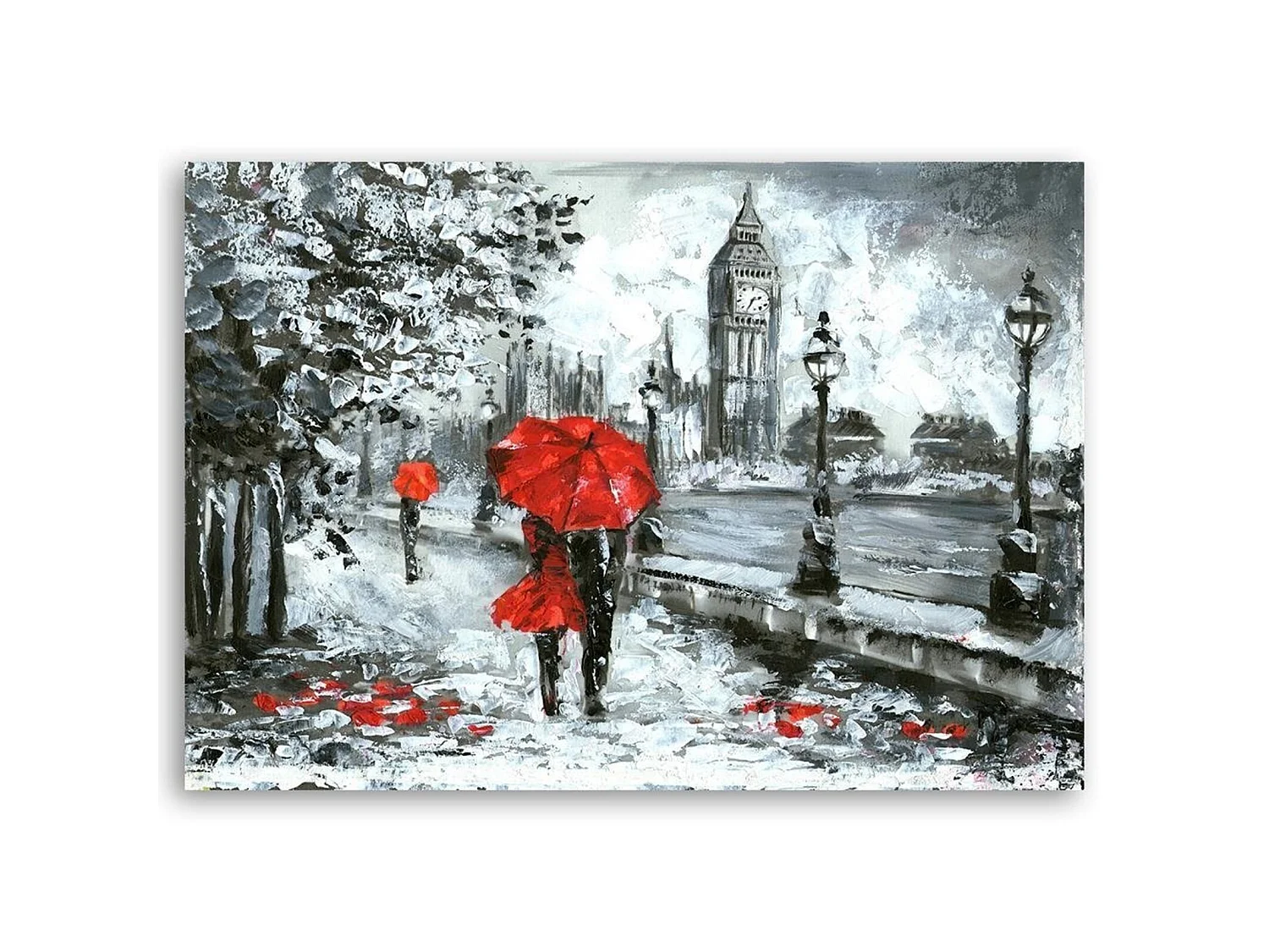 Tableau bois londres sous la pluie - 120 x 80 cm